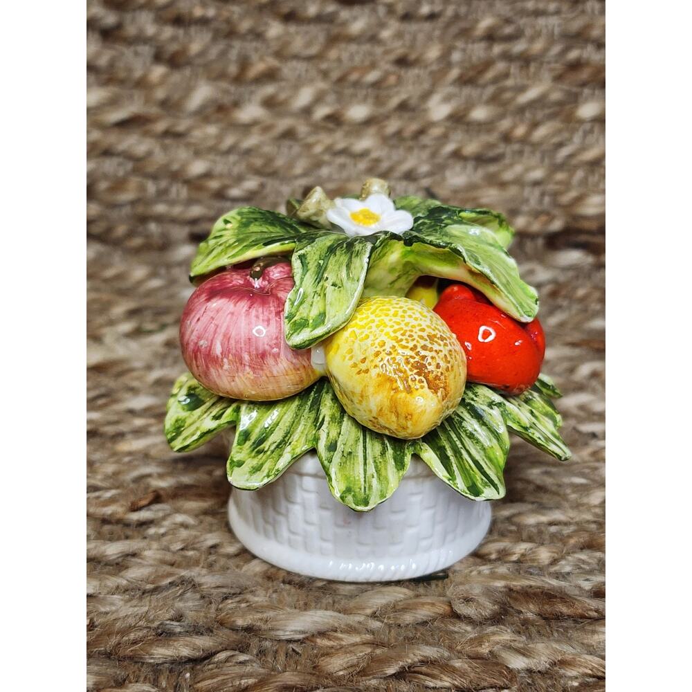 Vintage Sorrento By Arnart 33/156 Ceramic Majolica Italian Fruit Basket Decor